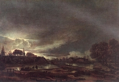 Small Town at Dusk by Aert van der Neer