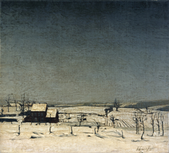 Sneeuwlandschap in Vlaanderen by Valerius de Saedeleer