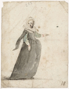 Staande vrouw met opgeheven arm by Gesina ter Borch