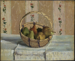 Still Life: Apples and Pears in a Round Basket by Camille Pissarro