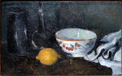 Still Life in Blue with Lemon by Paul Cézanne