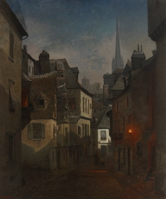 Street in Quimper, Brittany, Nocturnal View by Oscar Kleineh