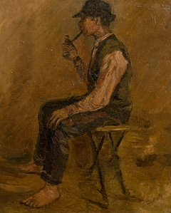 Study of a Seated Man with a Pipe by László Mednyánszky