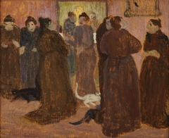 Tertulia at the inn before eating. The inn by Pedro Figari Solari