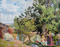 The Bath by Boris Kustodiev