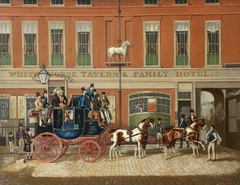 The Cambridge Telegraph Coach at the 'White Horse Tavern & Family Hotel', Fetter Lane, London by James Pollard