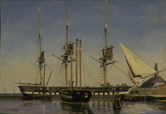 The Fregate "Niels Juel" near the Main Guard on Nyholm by Emanuel Larsen