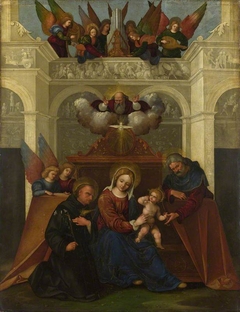 The Holy Family with Saint Nicholas of Tolentino by Ludovico Mazzolino