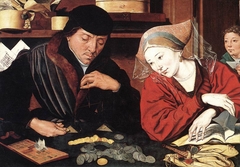 The Money Changer and His Wife or The Banker and His Wife by Marinus van Reymerswaele