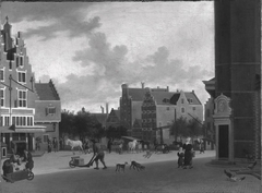 The Nieuwmarkt, Amsterdam by Job Adriaenszoon Berckheyde