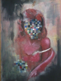 the red girl (acrylic colours on canva) by Vivian Kourgiali