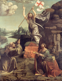 The Resurrection of Christ with SS. Leonard of Noblac and Lucia by Giovanni Antonio Boltraffio