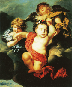 Two Angels Bearing a Dead Infant up to Heaven - c. 1675 by Nicolaes Maes