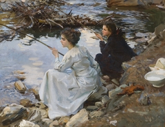 Two Girls Fishing by John Singer Sargent