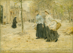 Two Washerwomen Crossing a Small Park in Paris by Jean-Francois Raffaelli