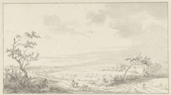 Uitgestrekt landschap met landweg by Jacob Cats 1741-1799