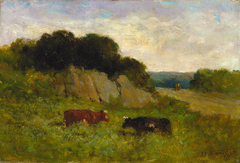 Untitled (landscape with two cows) by Edward Mitchell Bannister