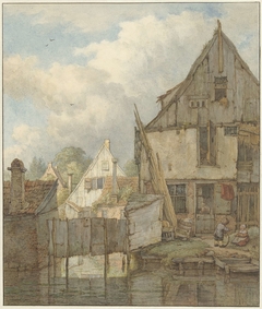 Vervallen huizen aan het water by Jan Hulswit