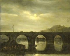 View of a Bridge of the Seine in Paris by Moonlight by Antonie Waldorp