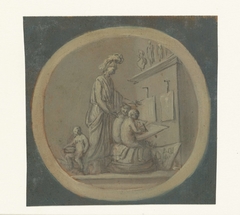 Vignet met Minerva onderwijzend by Unknown Artist