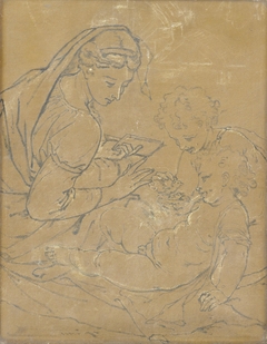 Virgin and Child with Saint John (chalk sketch) by Adriaen van der Werff