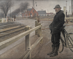 Waiting for the Train. Level Crossing by Roskilde Highway by Laurits Andersen Ring