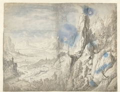 Weids landschap met de verzoeking van Christus by Herman Saftleven