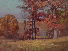 When the Oaks are Red (Brookville Landscape) by Theodore Clement Steele