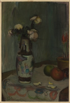 White roses in a vase by Władysław Ślewiński