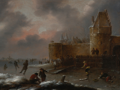 Winter Landscape with Skaters by Nicolaes Molenaer