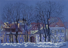 Winter Vilnius sketch by Natalia Mikhalchuck