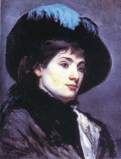 Young Lady Wearing a Hat with a Blue Feather by Marie Bashkirtseff