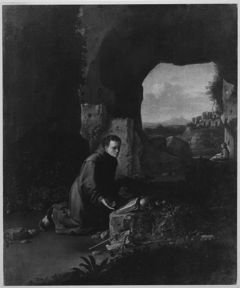 Young monk in a cave by Bartholomeus Breenbergh